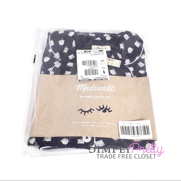 Madewell B/W Knit Bedtime Cat Person Pajamas Set M - Picture 6 of 7